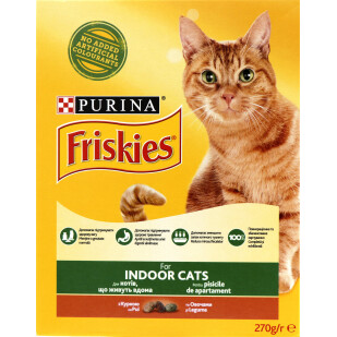 Корм сухой для котов Friskies Indoor курица-садовая трава, 270г (7613035351820)