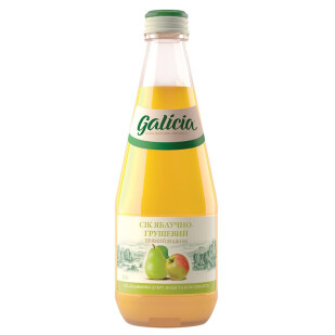 Сок Galicia яблучно-грушевый неосветленный стекло, 0,3л (4820209560381)