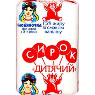 Творожок детский Слов'яночка со вкусом ванили  с 3х лет 15%, 90г (4823061315083)