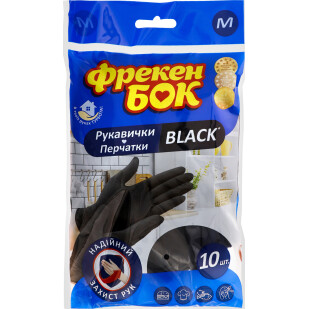 Рукавички Фрекен Бок Black латексні М, 10шт (4823071648904)