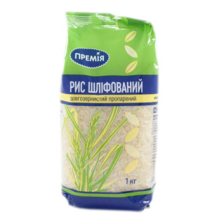 Рис Премія шлифованный пропаренный длиннозернистый, 1кг (4824034016259)