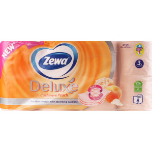 Бумага туалетная Zewa Deluxe персик 3-слойная, 8шт (7322541171791)