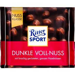 Шоколад темний Ritter Sport з цільним лісовим горіхом, 100г (4000417702005)