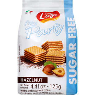 Вафли Gastone Lago с фундуком без сахара, 125г (8004800003614)