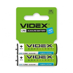 Батарейка щелочная Videx Shrink Card AA, 2шт/уп (4820118290898)