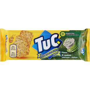 Крекер TUC солоний зі смаком сметани та цибулі, 100г (7622210076076)