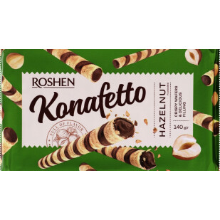 Трубочки Roshen Konafetto вафельные с ореховой начинкой, 140г (4823077633058)