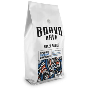 Кава в зернах Bravo Kava Brasil Santos 100% арабіка, 1кг