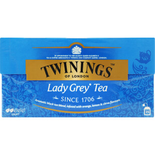 Чай чорний Twinings Lady Grey, 25*2г (0070177077198)