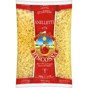 Макаронные изделия Riscossa Анелетти Кольца мелкие, 500г (8011780009741)