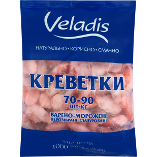 Креветки Veladis варено-мороженые 70-90, 1кг (4823097901922)