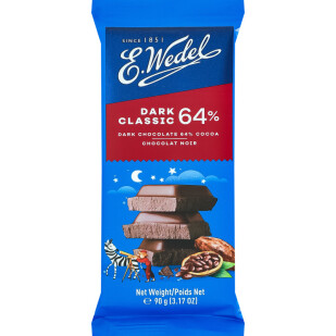 Шоколад черный E.Wedel 64%, 90г (5901588018850)
