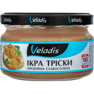 Икра трески Veladis пробойная слабосоленая с/б, 180г (4823097900574)