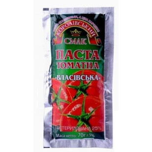 Паста томатная Королівський смак Власовская 25%, 70г (4820044098971)