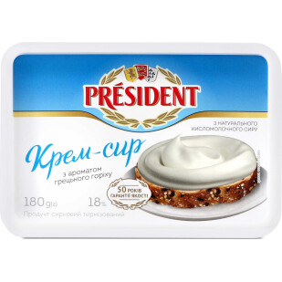 Крем-сыр President с ароматом грецкого ореха 18%, 180г (4823065713823)