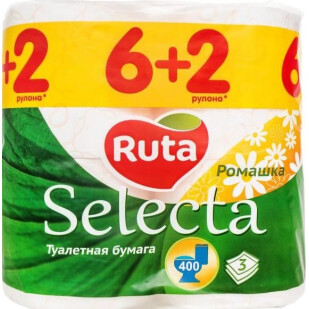 Папір туалетний Ruta Selecta з ароматом ромашки 3-шаровий, 8шт/уп (4820023744790)