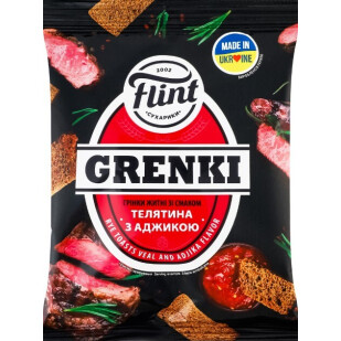 Грінки Flint житні зі смаком телятини з аджикою, 100г (4820182746925)