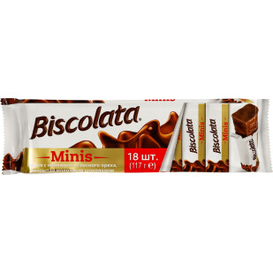 Вафли Biscolata Minis Findikli с ореховым кремом, 117г (8691707096551)