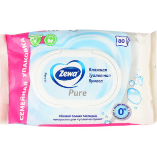 Папір туалетний Zewa Pure Moist вологий, 80шт (7322541395050)