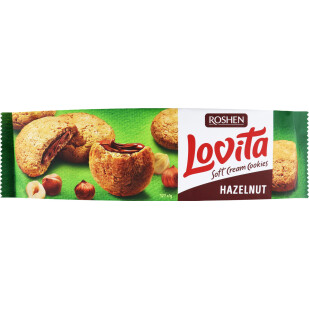 Печиво Roshen Lovita Soft Cream Cookies hazelnut, 127г (4823077636417)