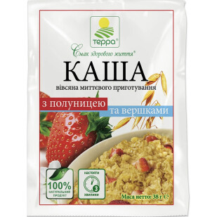 Каша Терра вівсяна з полуницею та вершками, 38г (4820015730978)