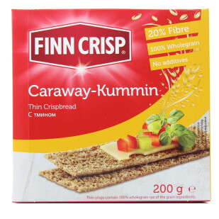 Сухарики Finn Crisp ржаные с тмином, 200г (6410500900108)
