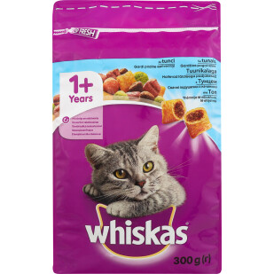 Корм Whiskas с тунцом для взрослых котов, 300г (5900951014093)