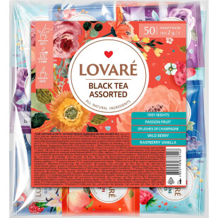 Чай чорний асорті Lovare 5 видів, 50*2г (4820198878146)