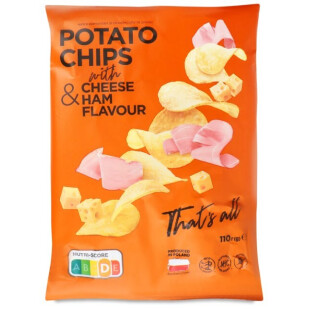 Чипси Премія картопляні зі смаком сиру та шинки, 110г (4823096424040)