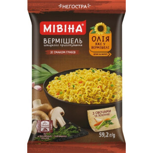 Вермішель Мівіна зі смаком грибів негостра, 59,2г (7613039935774)