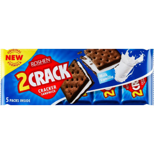 Крекер Roshen 2Crack з молочно-ванильною начинкою, 235г (4823077630422)