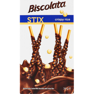 Соломка Biscolata Stix Milky с рисовыми шариками, 34г (8691707140414)