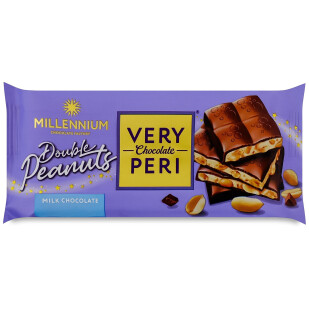 Шоколад молочний Millennium Very Peri з подрібненим та цільним арахісом, 105г (4820240035817)