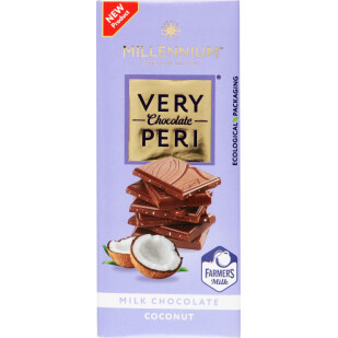 Шоколад молочный Millennium Very Peri с кокосовой стружкой, 85г (4820240033332)