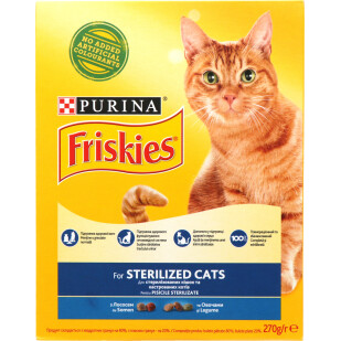 Корм для котов Friskies Sterilised с лососем сухой, 270г (7613035352346)