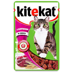 Корм для котов Kitekat с телятиной в соусе, 100г (4770608239053)