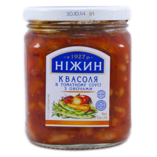 Фасоль Ніжин в томатном соусе с овощами, 450г (4823006801947)
