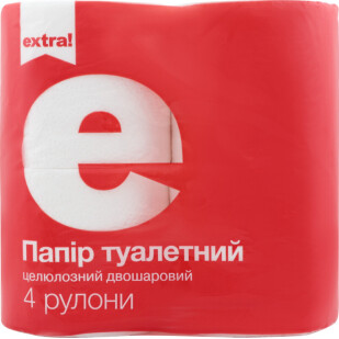 Папір туалетний Extra! целюлозний 2-шаровий, 4шт/уп (4824034015566)