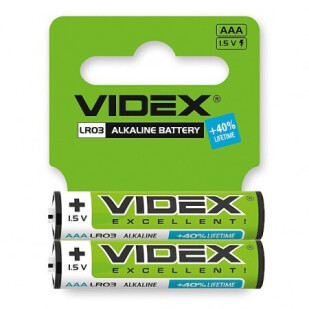 Батарейка щелочная Videx Shrink Card AAA, 2шт/уп (4820118290904)