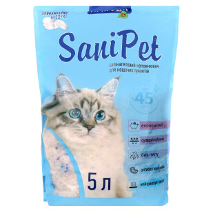 Наповнювач гігієнічний SaniPet силікогелевий, 5л (4823082402670)
