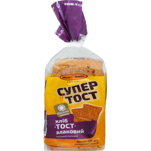 Хліб Київхліб Тост злаковий нарізний, 350г (4820212490293)