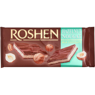 Шоколад молочний Roshen з горіховою нугою, 90г (4823077614767)