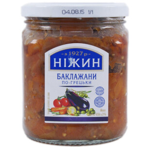 Баклажаны Ніжин По-гречески в оливковом масле, 450г (4823006802418)