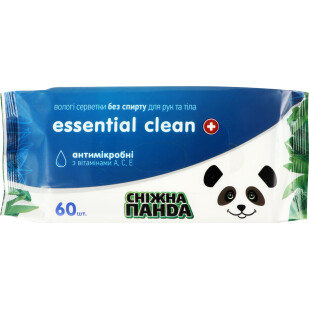 Салфетки влажные Сніжна панда Essential Clean, 60шт (4820183970527)
