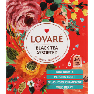 Чай черный Lovare ассорти 4 вида, 4*8*2г (4820198879648)