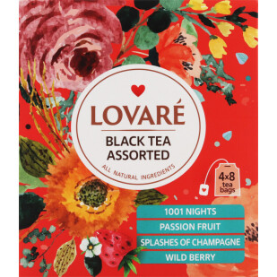 Чай чорний Lovare асорті 4 види, 4*8*2г (4820198879648)