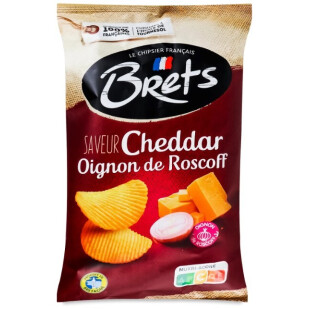 Чипси Bret's картопляні зі смаком сиру чедер та цибулі, 125г (3497917000938)