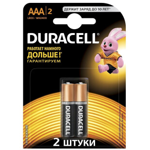 Батарейка Duracell Basic AAA LR03/MN2400 1.5v, 2шт/уп (5000394058170)