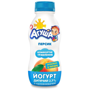 Йогурт питний Агуша дитячий персик 2,7%, 200г (4823061311757)