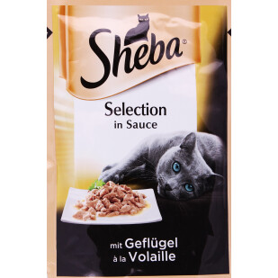 Корм для котов Sheba Black&Gold с домашней птицей в соусе, 85г (4770608253745)